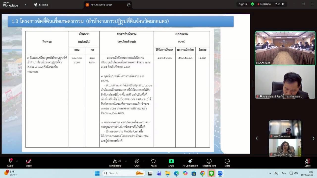 title - ผู้ตรวจราชการ ส.ป.ก. เข้าร่วมประชุมตรวจติดตามความก้าวหน้าผลการดำเนินงานตามแผนการตรวจราชการ ของผู้ตรวจราชการกระทรวงเกษตรและสหกรณ์ ประจำปีงบประมาณ พ.ศ. 2569 รอบที่ 1 ในเขตตรวจราชการที่ 11 จังหวัดสกลนคร